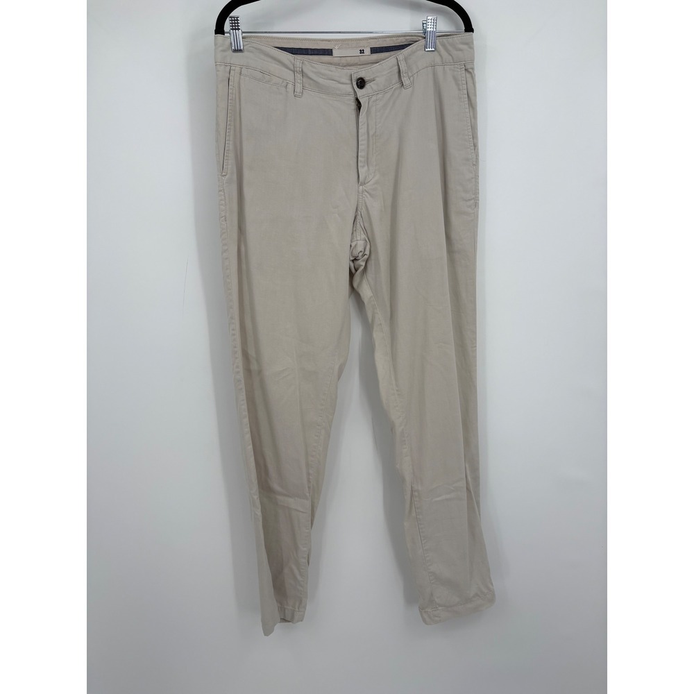 Faherty Brand Mens Chino Pants Khaki Stone Cotton Lyocell Size 32